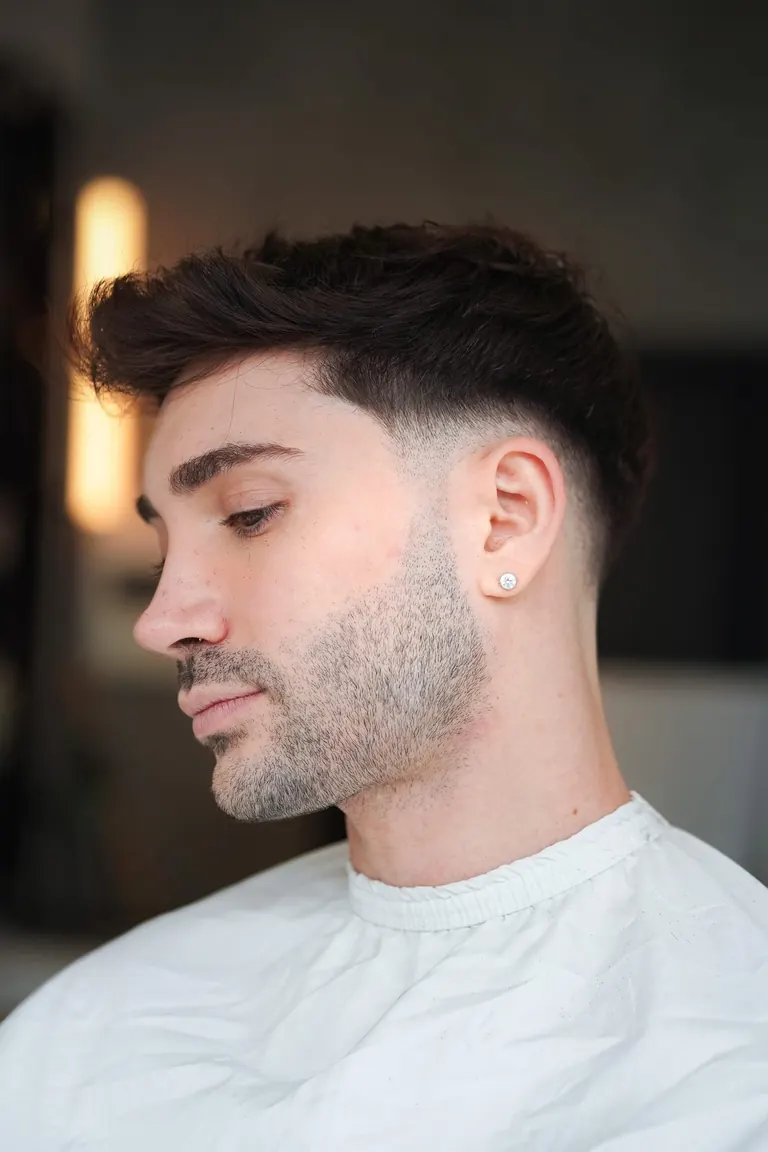 The Axe Club, London. A finished skin fade in side profile.